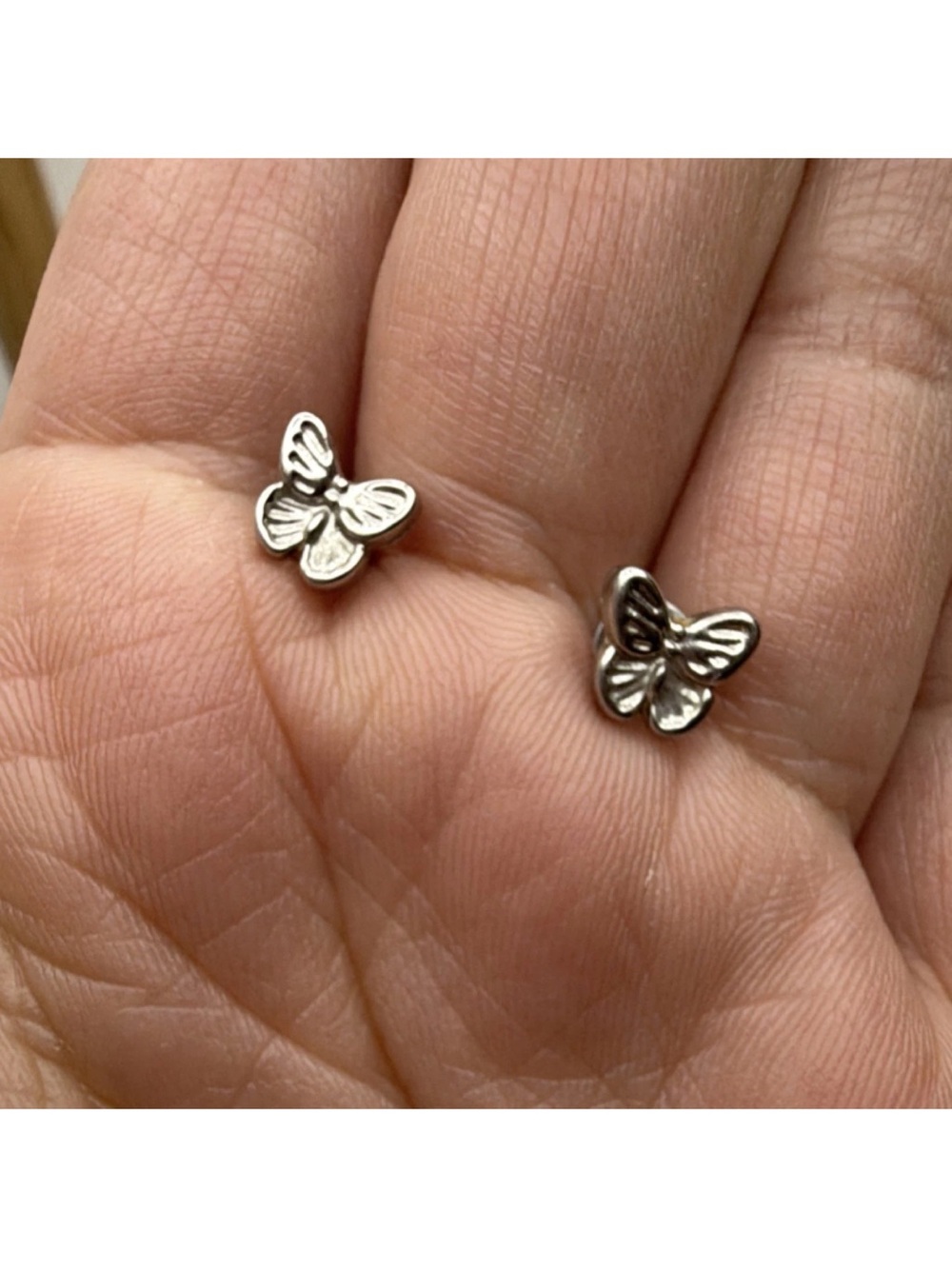 Butterfly Stud Earrings - Silver Tone - Picture 3 of 4